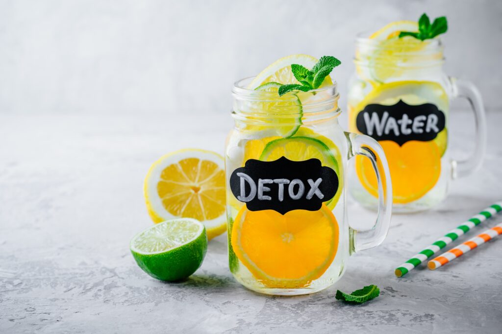 Infused detox water lemonade with orange, lemon and lime.