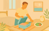 Persona che torna a casa dalle vacanze e riprende la routine con serenità